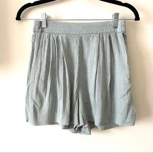 H&M High Waist Light Sage Green Printed Shorts